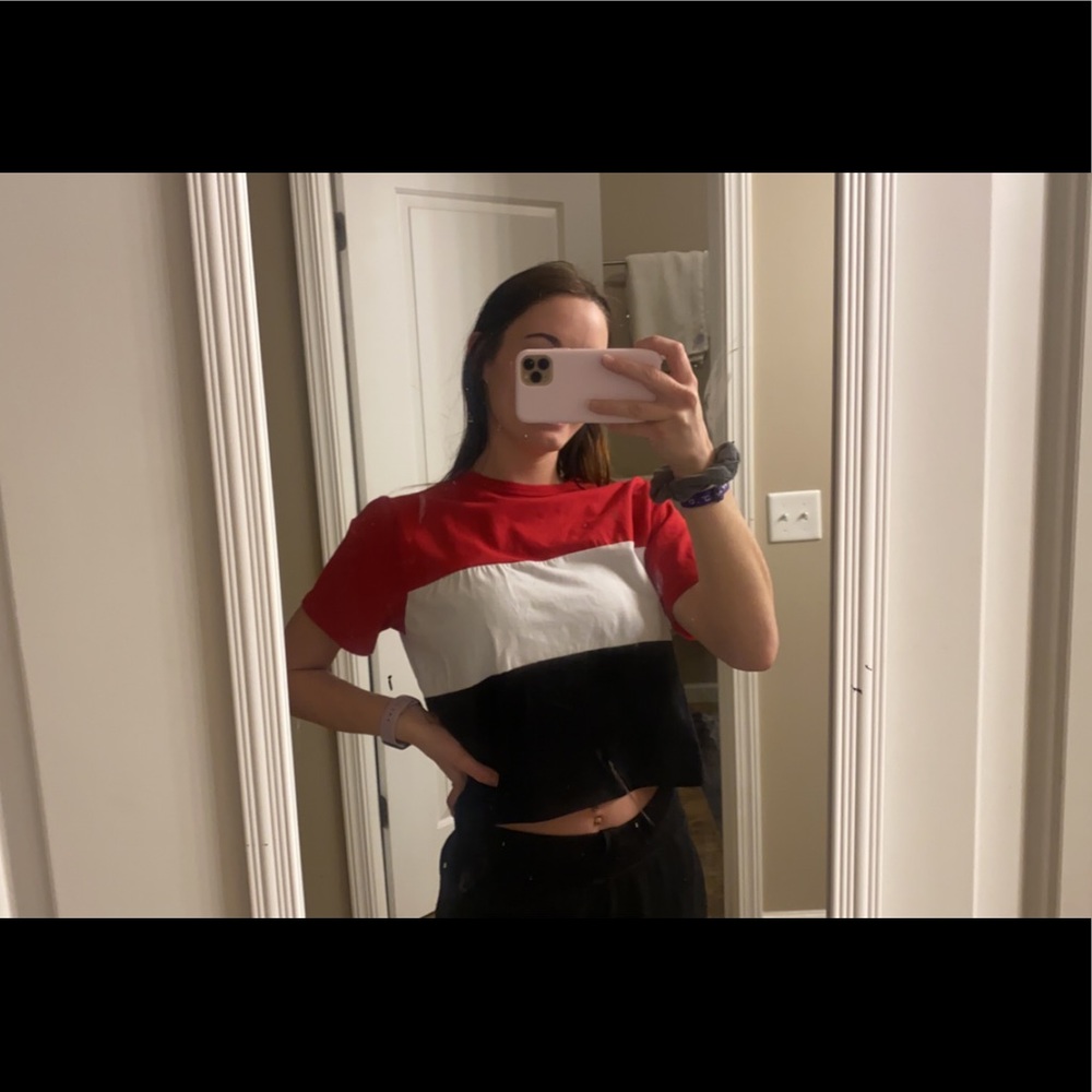 striped t shirt , slightly cropped